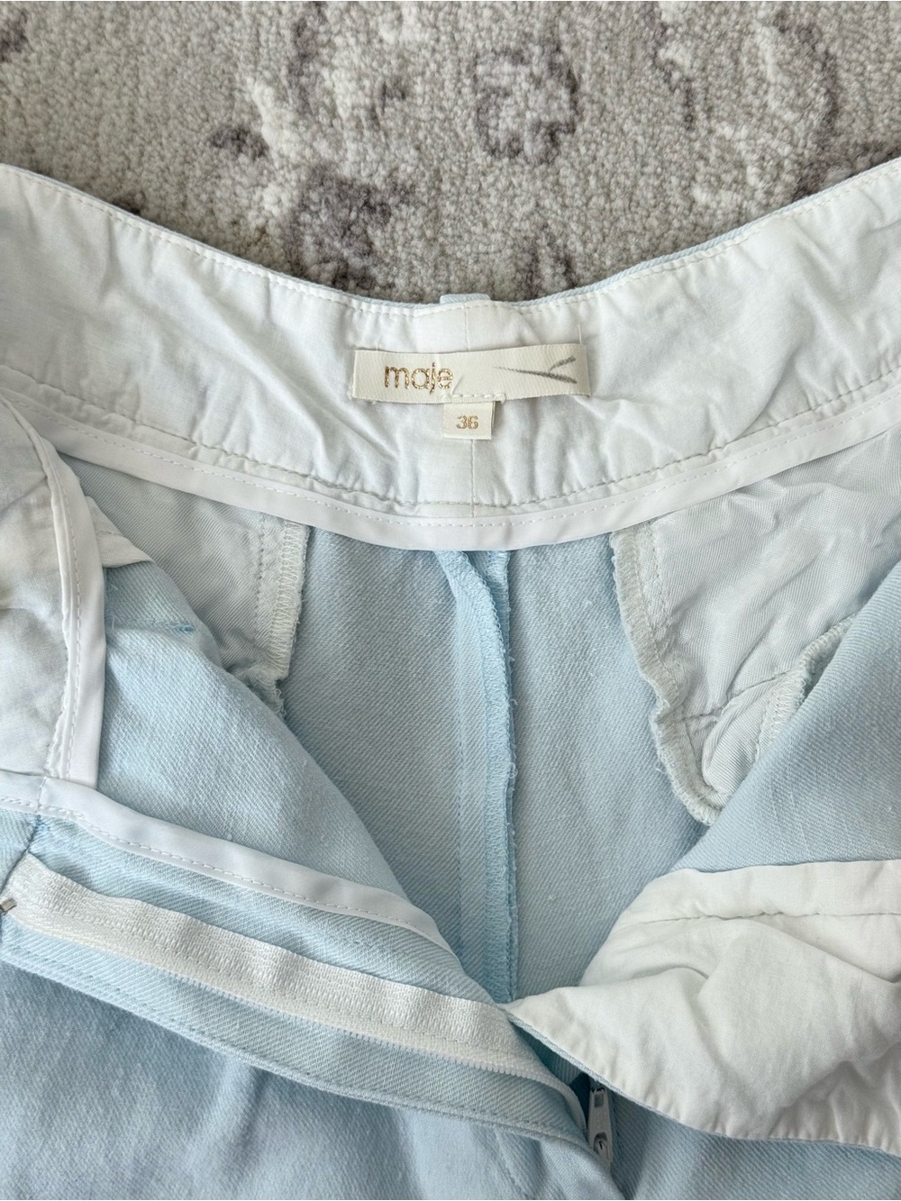 Maje Paris Light Blue Relaxed Fit Linen Blend Capris - Size 36/S - Picture 4 of 6